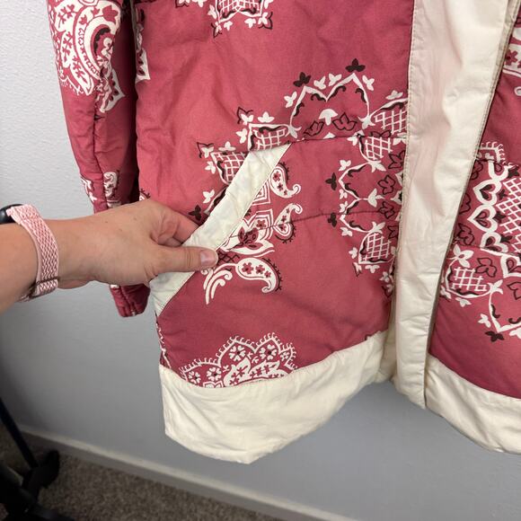 Free People Bandana Print Poplin Quilted Puffer Jacket M - Picture 3 of 6
